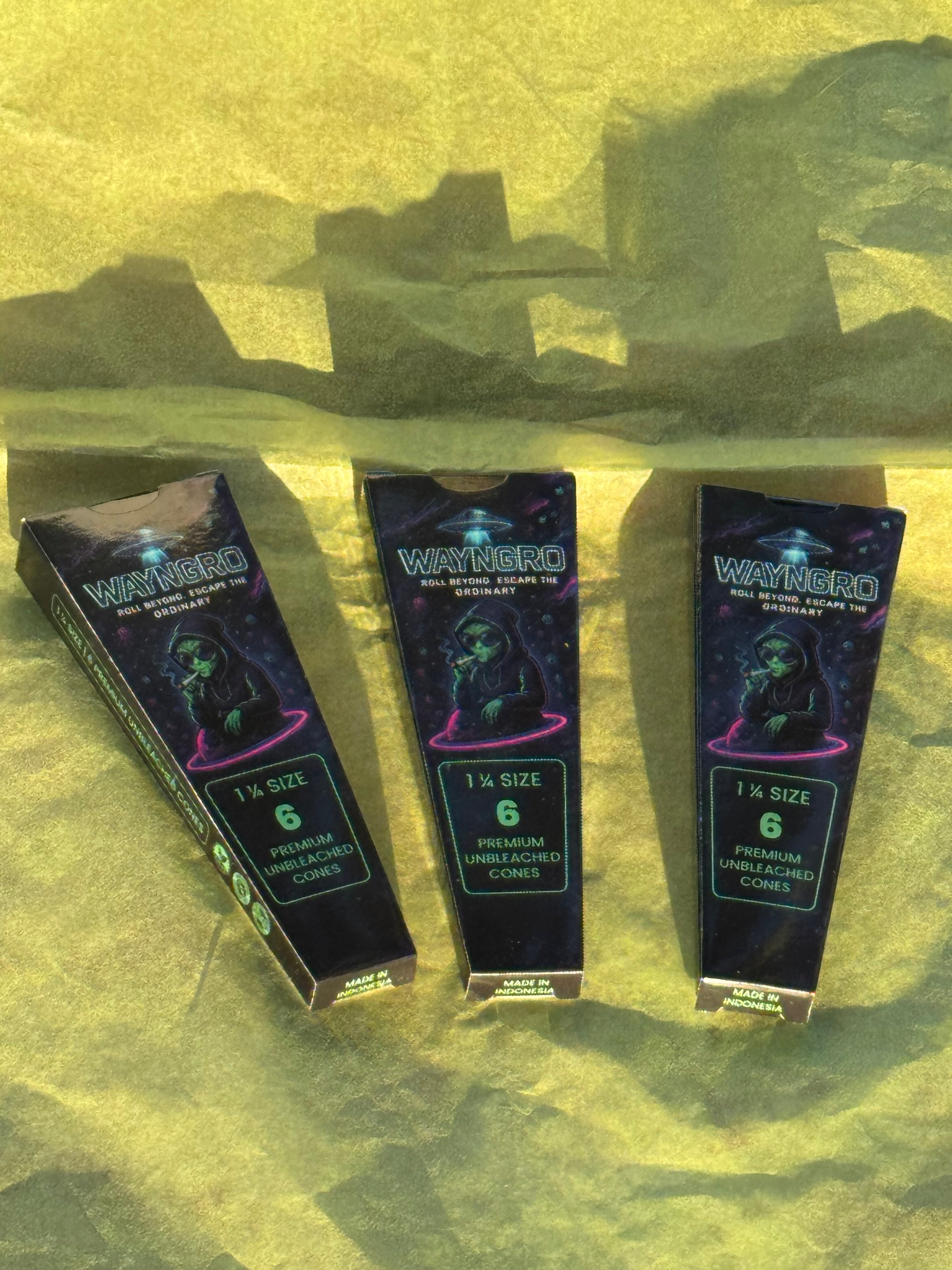 Wayngro 1¼ Size Pre-Rolled Cones – Premium Unbleached, Slow Burning