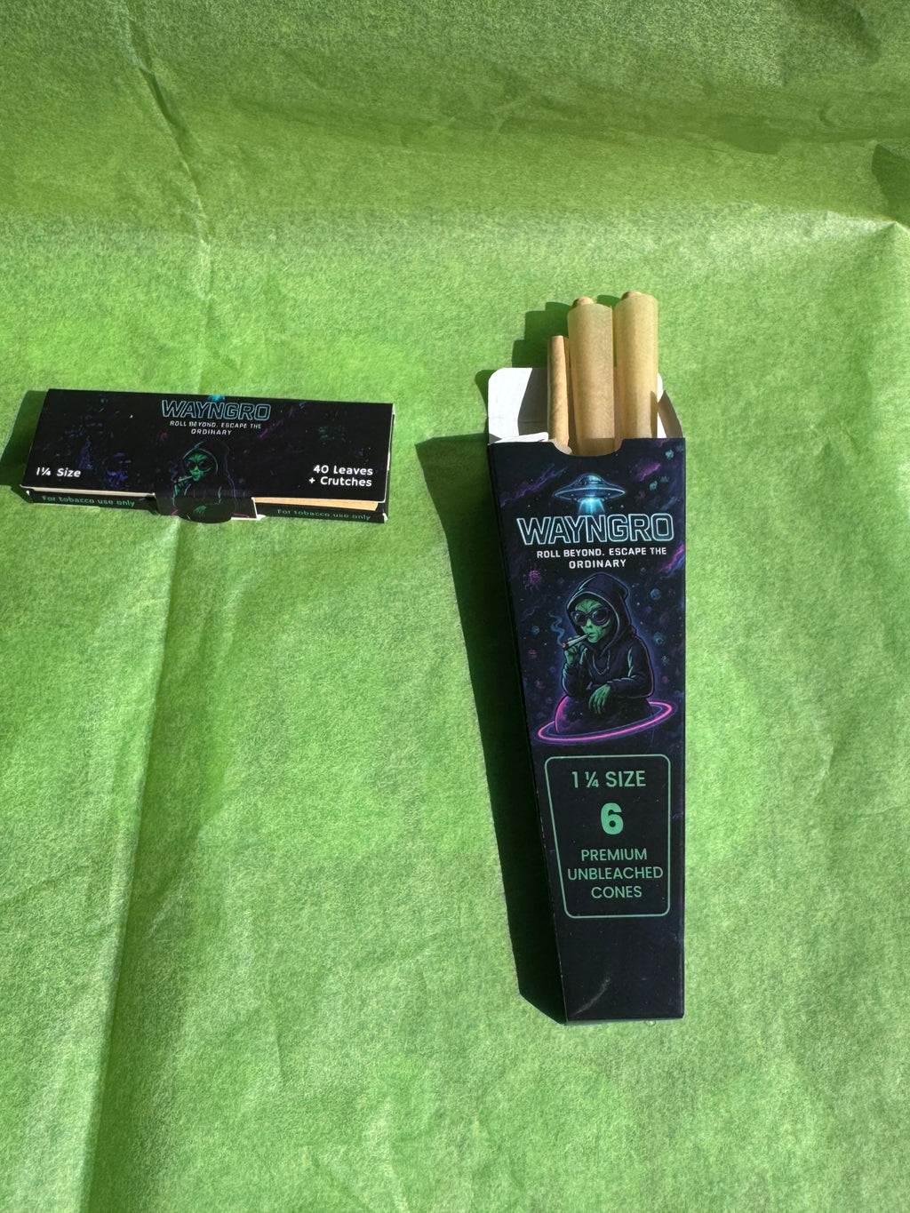 Wayngro 1¼ Size Pre-Rolled Cones – Premium Unbleached, Slow Burning