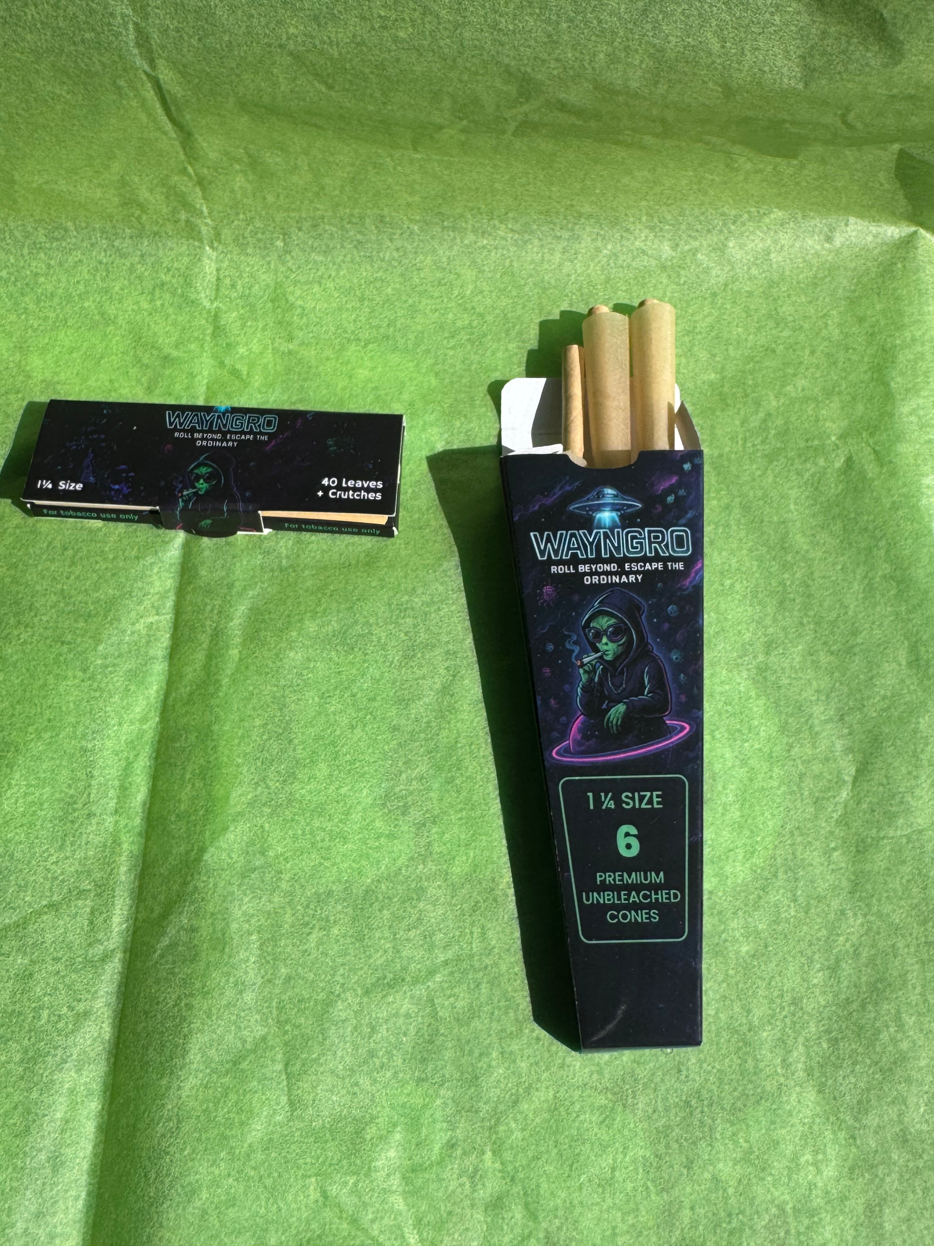 Wayngro 1¼ Size Pre-Rolled Cones – Premium Unbleached, Slow Burning