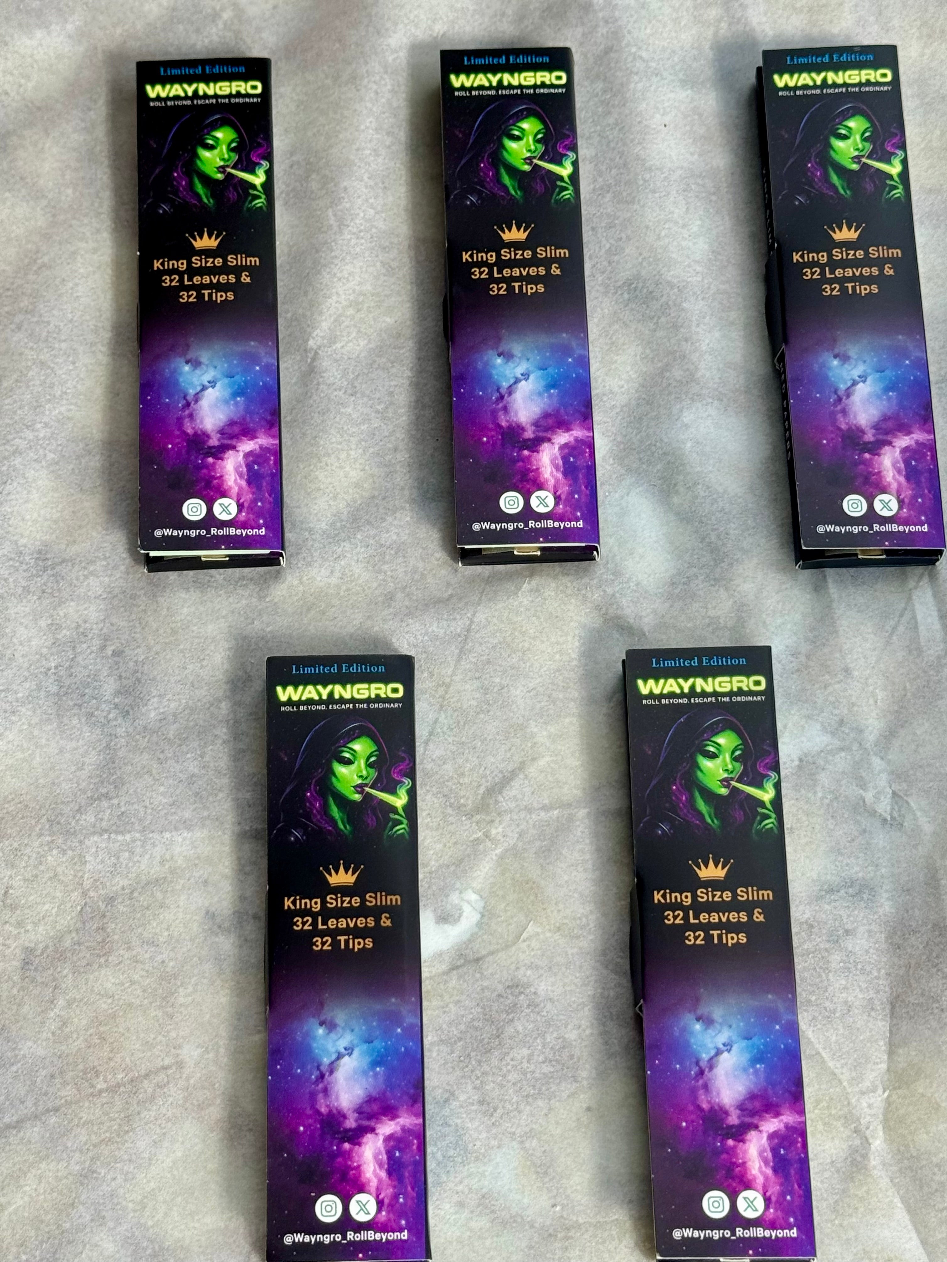 Wayngro King size rolling papers, limited edition -Free stickers with every order