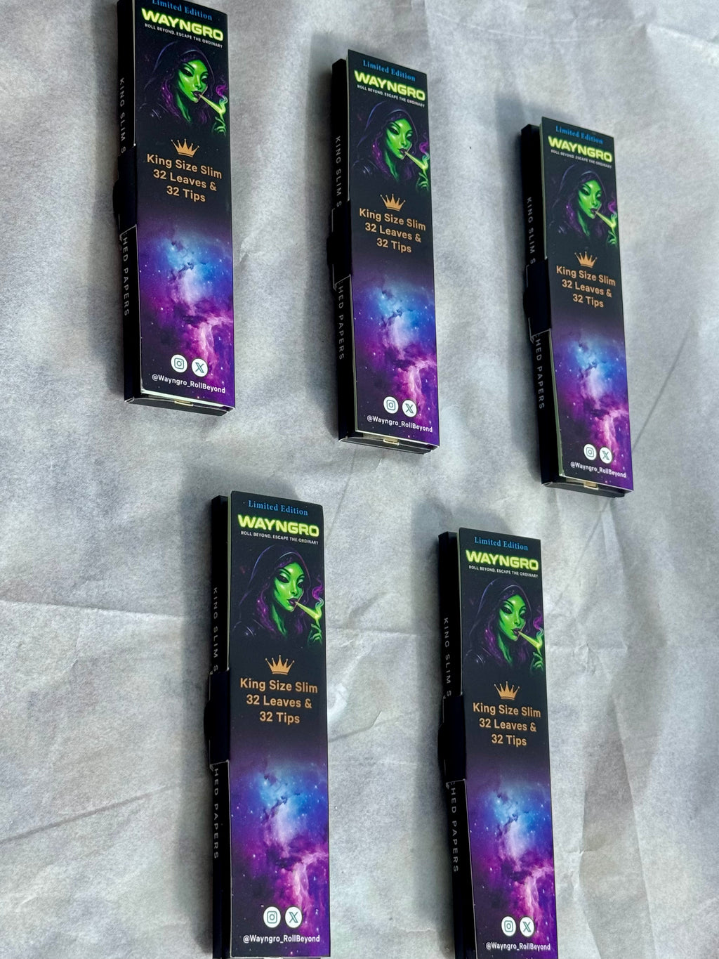 Wayngro King size rolling papers, limited edition -Free stickers with every order